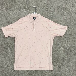 FootJoy Men's Light Pink Polo with Subtle Pattern
